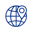 ikona przedstawia kulę ziemską ze znacznikiem mapy